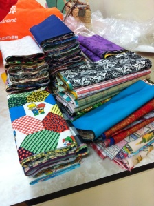 piles of fabrics